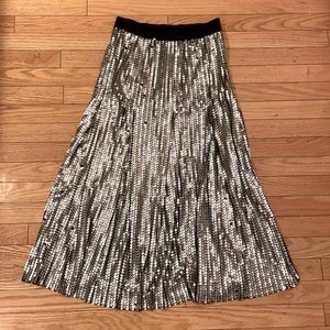Maje sequin skirt, size 2, black with silver sequins and gold thread details